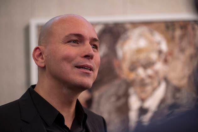Inauguration of the portrait of the painter Christoph Bouet li of Bundestagspraesident a D Wolfgang Schaeuble on painting in the background in the gallery of the Bundestagspraesidenten in the Paul Loebe house in Berlin See epd message of 15 12 2022 EDITORIAL USE ONLY Copyright: epd-bild RolfxZoellner _DSF0710