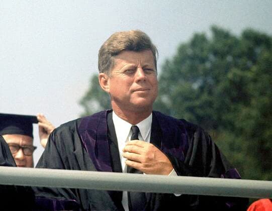 **FILE PHOTO** National Archives release classified JFK assassination files. United States President John F. Kennedy speaks at the American University commencement in Washington, D.C. on June 10, 1963. This speech is known as Kennedy s Pax Americana speech, where he outlined his vision for world peace. Copyright: xCNP xMediaPunchx