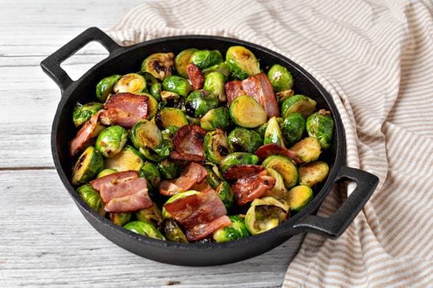 Fried Brussels sprouts with bacon Roasted brussels sprouts with bacon Copyright: xZoonar.com SergheixPlatonovx 17007818