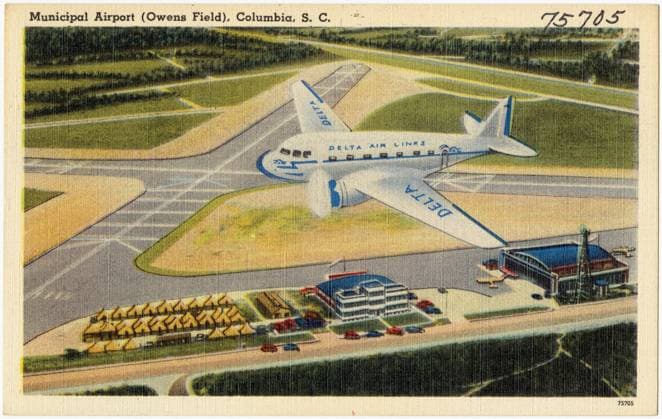 RECORD DATE NOT STATED Municipal Airport (Owens Field), Columbia, S. C. , Airports, Tichnor Brothers Collection, postcards of the United States Copyright: xpiemagsx postcardpie-16216 !ACHTUNG AUFNAHMEDATUM GESCHÄTZT!