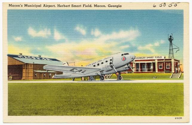 RECORD DATE NOT STATED Macon s municipal airport, Herbert Smart Field, Macon, Georgia , Airports, Tichnor Brothers Collection, postcards of the United States Copyright: xpiemagsx postcardpie-14399 !ACHTUNG AUFNAHMEDATUM GESCHÄTZT!