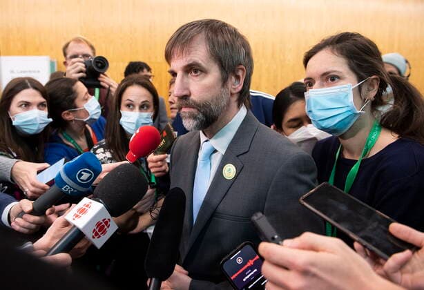 December 18, 2022, Montreal, PQ, Canada: Steven Guilbeault, Minister of Environment and Climate Change of Canada speaks to reporters at the COP15 UN Biodiversity Conference in Montreal, Sunday, December 18, 2022. Montreal Canada  - ZUMAc35_ 20221218_zaf_c35_013 Copyright: xGrahamxHughesx