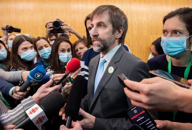 December 18, 2022, Montreal, PQ, Canada: Steven Guilbeault, Minister of Environment and Climate Change of Canada speaks to reporters at the COP15 the UN Biodiversity Conference in Montreal, Sunday, December 18, 2022. Montreal Canada  - ZUMAc35_ 20221218_zaf_c35_017 Copyright: xGrahamxHughesx