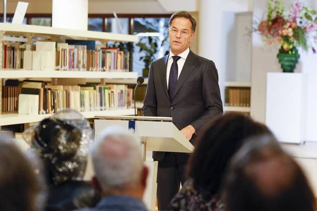 THE HAGUE Prime Minister Mark Rutte gives a speech in which a government response is given to the report Chains of the Past by the Advisory Board Dialogue Group Slavery Past Rutte gave the speech at the National Archives in The Hague ANP ROBIN VAN LONKHUIJSEN netherlands out belgium out  Copyright: xx x459658591x originalFilename: 459658591.jpg