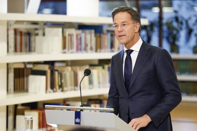 THE HAGUE Prime Minister Mark Rutte gives a speech in which a government response is given to the report Chains of the Past by the Advisory Board Dialogue Group Slavery Past Rutte gave the speech at the National Archives in The Hague ANP ROBIN VAN LONKHUIJSEN netherlands out belgium out  Copyright: xx x459658649x originalFilename: 459658649.jpg