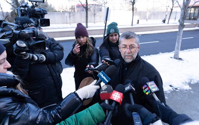 December 19, 2022, Vaughan, ON, CANADA: John Santoro, a resident of a condominium building where a shooting took place, speaks to media the day after the incident in Vaughan, Ont., on Monday Dec, 19, 2022. Police say six people are dead, including the suspect, after a mass shooting in the Toronto-area-condo. Vaughan CANADA - ZUMAc35_ 20221219_zaf_c35_009 Copyright: xArlynxMcadoreyx