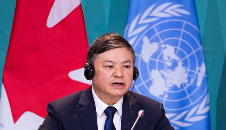 December 20, 2022, Montreal, PQ, Canada: Huang Runqiu, Minister of Ecology and Environment of China and president of the COP15, responds to a question during the closing news conference at the COP15 UN conference on biodiversity in Montreal, on Tuesday, December 20, 2022. Montreal Canada  - ZUMAc35_ 20221220_zaf_c35_018 Copyright: xPaulxChiassonx