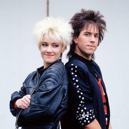 ROXETTE Roxette, Pop Duo aus Schweden mit Sängerin Marie Fredriksson und Gitarrist Per Gessle, Portrait, Deutschland, 1987. Roxette, Pop duo from Sweden, singer Marie Fredriksson and guitarist Per Gessle, portrait, Germany, 1987., Deutschland Copyright: kpa kpa_55044023 UnitedArchives EDITORIAL USE ONLY