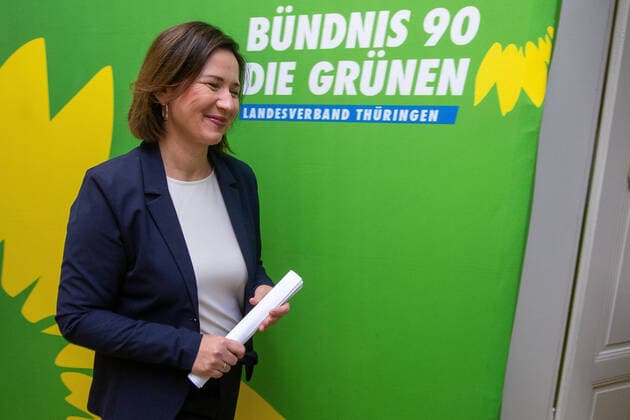 Bilder des Jahres 2022, News 12 Dezember News Themen der Woche KW51 News Bilder des Tages Erfurt , 231222 , Rücktritt Umweltminoisterin Anja Siegesmund (Die Grünen) , Pressekonferenz Landesgeschäftsstelle *** Erfurt , 231222 , Resignation Environment Minister Anja Siegesmund The Greens , Press conference state office