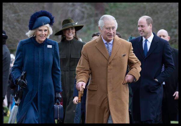 . 25 12 2022. Sandringham , United Kingdom. King Charles III ,Camilla, Queen Consort and members of the Royal Family arriving at the Christmas Day church service at Sandringham, United Kingdom.  xStephenxLockx xi-Imagesx IIM-24035-0118
