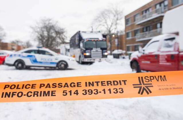 December 27, 2022, Montreal, PQ, Canada: Police tape is shown at the scene outside an apartment building where two people were found dead in Montreal,Tuesday, December 27, 2022. Montreal police say a man and woman have died in the city s east end after what s believed to be a murder-suicide. Montreal Canada  - ZUMAc35_ 20221227_zaf_c35_005 Copyright: xGrahamxHughesx