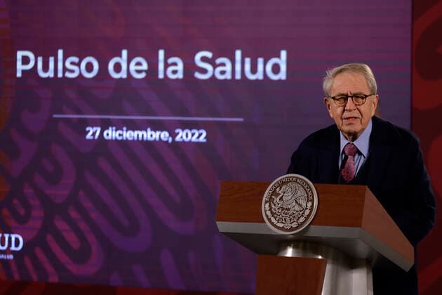 Mexico s Secretary of Health presents report on the Pulse of Health December 27, 2022, Mexico City, Mexico: Mexico s Secretary of Health Jorge Alcocer briefs reporters at the National Palace in Mexico City, Mexico on December 27, 2022 in Mexico City, Mexico (Photo by Luis Barron Eyepix Group). Copyright: xLuisxBarronx xEyepixxGroupx LB_20221227_SALUD_GOBMX2