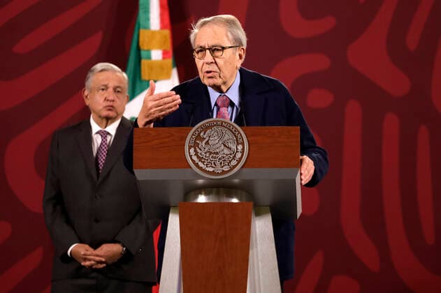 Mexico s Secretary of Health presents report on the Pulse of Health December 27, 2022, Mexico City, Mexico: Mexico s Secretary of Health Jorge Alcocer during the Pulse of Health briefing with Mexico s President Andres Manuel Lopez Obrador before reporters at the National Palace in Mexico City, Mexico. on December 27, 2022 in Mexico City, Mexico. (Photo by Luis Barron Eyepix Group). Copyright: xLuisxBarronx xEyepixxGroupx LB_20221227_SALUD_GOBMX15