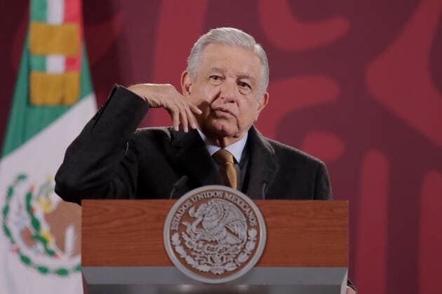 AndrÃ s Manuel Lopez Obrador, President Of Mexico, Holds His Last Mananera (press Conference) Of The Year 2022. He Will Continue With The Same Daily Dynamic Until The End Of His Mandate. Andres Manuel Lopez Obrador, President of Mexico, during his last mornings (press conference) number 1017 of the year 2022 at the National Palace in Mexico City. He will continue with the same daily dynamic until the end of his mandate. The Mexican president estimated that, for the rest of his six-year term, the country will grow at an annual rate of 3% in order for the country to recover from the fall generated by the pandemic. He also announced the upcoming inauguration of the Mexico-Toluca Interurban Train, 10 years after his predecessor, Enrique Pe  Copyright: xGerardoxVieyrax originalFilename: vieyra-notitle221230_np6t9.jpg