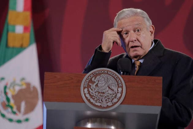 AndrÃ s Manuel Lopez Obrador, President Of Mexico, Holds His Last Mananera (press Conference) Of The Year 2022. He Will Continue With The Same Daily Dynamic Until The End Of His Mandate. Andres Manuel Lopez Obrador, President of Mexico, during his last mornings (press conference) number 1017 of the year 2022 at the National Palace in Mexico City. He will continue with the same daily dynamic until the end of his mandate. The Mexican president estimated that, for the rest of his six-year term, the country will grow at an annual rate of 3% in order for the country to recover from the fall generated by the pandemic. He also announced the upcoming inauguration of the Mexico-Toluca Interurban Train, 10 years after his predecessor, Enrique Pe  Copyright: xGerardoxVieyrax originalFilename: vieyra-notitle221230_np06w.jpg