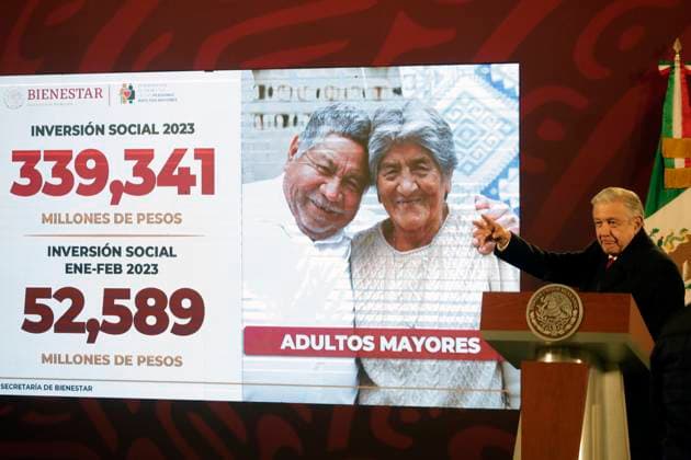 President of Mexico holds first press conference of 2023 January 2, 2023, Mexico City, Mexico: Mexican President Andres Manuel Lopez Obrador held his first press conference of 2023 before reporters at the National Palace in Mexico City, Mexico. on January 2, 2023 in Mexico City, Mexico (Photo by Luis Barron Eyepix Group). Copyright: xLuisxBarronx xEyepixxGroupx LB_20230102_AMLO_4
