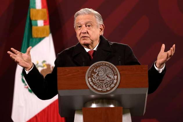 President of Mexico holds first press conference of 2023 January 2, 2023, Mexico City, Mexico: Mexican President Andres Manuel Lopez Obrador held his first press conference of 2023 before reporters at the National Palace in Mexico City, Mexico. on January 2, 2023 in Mexico City, Mexico (Photo by Luis Barron Eyepix Group). Copyright: xLuisxBarronx xEyepixxGroupx LB_20230102_AMLO_16