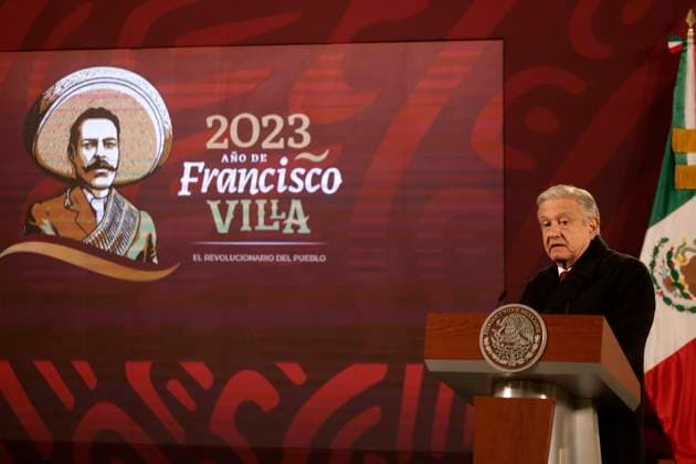 President of Mexico holds first press conference of 2023 January 2, 2023, Mexico City, Mexico: Mexican President Andres Manuel Lopez Obrador held his first press conference of 2023 before reporters at the National Palace in Mexico City, Mexico. on January 2, 2023 in Mexico City, Mexico (Photo by Luis Barron Eyepix Group). Copyright: xLuisxBarronx xEyepixxGroupx LB_20230102_AMLO_20