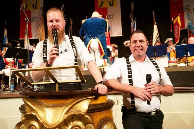 DOBBELBOCK ANDREAS AND MATTHIAS BOCKIUS AWARDING OF THE RANZENGARDIST TO CHRISTIAN HEIDEL GREAT MUSICAL GENERAL ROLL CALL OF THE MAINZ RANZENGARDE KURFUERSTLICHES SCHLOSS MAINZ