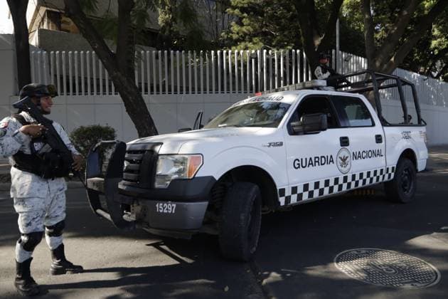 Capture Drug Trafficker Leader Of the Sinaloa Cartel Ovidio Guzman Lopez January 5, 2023, Mexico City, Mexico: Members of the National Guard guard the facilities of the Specialized Prosecutor for Organized Crime (FEMDO), where drug trafficker leader of the Sinaloa cartel Ovidio Guzman Lopez, son of former Sinaloa cartel drug lord Joaquin Guzman Loera, alias El Chapo, is being held . on January 5, 2023 in Mexico City, Mexico. (Photo by Luis Barron Eyepix Group) Copyright: xLuisxBarron xEyepixxGroupx LB_05012023_85326