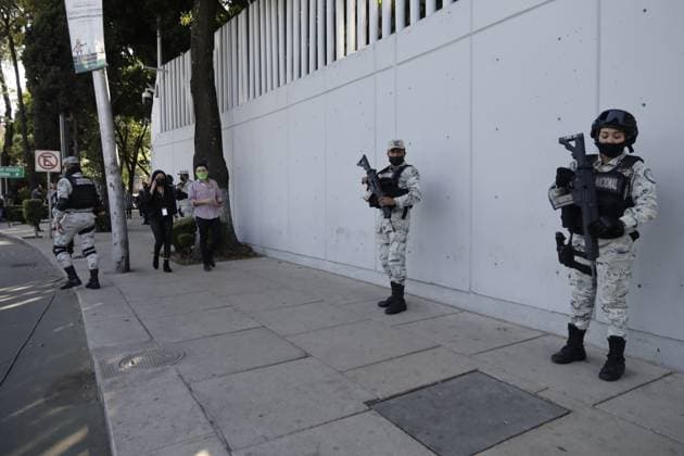 Capture Drug Trafficker Leader Of the Sinaloa Cartel Ovidio Guzman Lopez January 5, 2023, Mexico City, Mexico: Members of the National Guard guard the facilities of the Specialized Prosecutor for Organized Crime (FEMDO), where drug trafficker leader of the Sinaloa cartel Ovidio Guzman Lopez, son of former Sinaloa cartel drug lord Joaquin Guzman Loera, alias El Chapo, is being held . on January 5, 2023 in Mexico City, Mexico. (Photo by Luis Barron Eyepix Group) Copyright: xLuisxBarron xEyepixxGroupx LB_05012023_85329