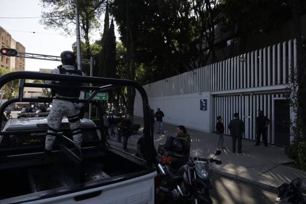 Capture Drug Trafficker Leader Of the Sinaloa Cartel Ovidio Guzman Lopez January 5, 2023, Mexico City, Mexico: Members of the National Guard guard the facilities of the Specialized Prosecutor for Organized Crime (FEMDO), where drug trafficker leader of the Sinaloa cartel Ovidio Guzman Lopez, son of former Sinaloa cartel drug lord Joaquin Guzman Loera, alias El Chapo, is being held . on January 5, 2023 in Mexico City, Mexico. (Photo by Luis Barron Eyepix Group) Copyright: xLuisxBarron xEyepixxGroupx LB_05012023_85328