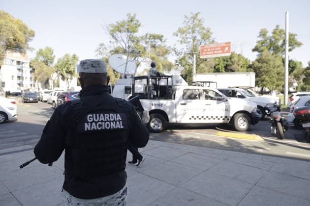Capture Drug Trafficker Leader Of the Sinaloa Cartel Ovidio Guzman Lopez January 5, 2023, Mexico City, Mexico: Members of the National Guard guard the facilities of the Specialized Prosecutor for Organized Crime (FEMDO), where drug trafficker leader of the Sinaloa cartel Ovidio Guzman Lopez, son of former Sinaloa cartel drug lord Joaquin Guzman Loera, alias El Chapo, is being held . on January 5, 2023 in Mexico City, Mexico. (Photo by Luis Barron Eyepix Group) Copyright: xLuisxBarron xEyepixxGroupx LB_05012023_85330