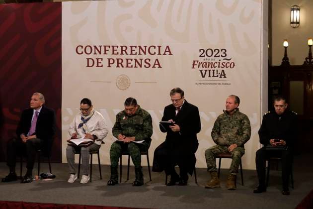 President of Mexico, report on the capture of drug trafficker Ovidio Guzman Lopez January 6, 2023, Mexico City, Mexico: Mexican President Andres Manuel Lopez Obrador at the report on the capture of drug trafficker Ovidio Guzman Lopez, son of Joaquin El Chapo Guzman Lopez, before reporters at the National Palace in Mexico City from Mexico. on January 6, 2023 in Mexico City, Mexico. (Photo by Luis Barron Eyepix Group). Copyright: xLuisxBarronx xEyepixxGroupx LB_20230106_AMLO_NARCO7