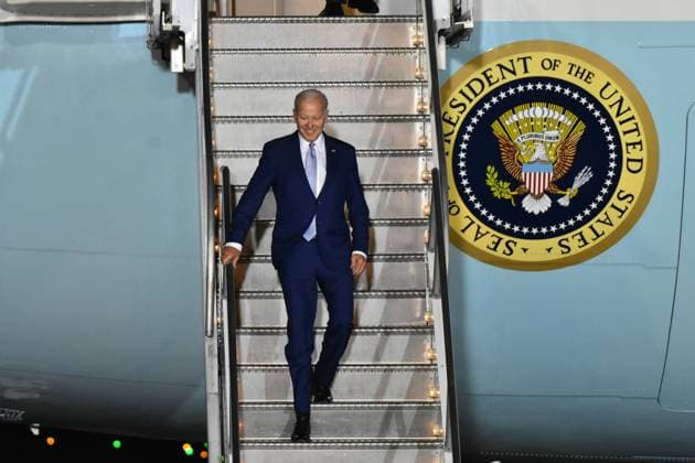 January 8, 2022, Mexico City, Mexico: US President Joe Biden arrives at the Santa Lucia Airport (Felipe Angeles) on the occasion of his participation in the 10th North American Leaders Summit. on January 8, 2022 in Mexico City, Mexico. ( Carlos Tischler Eyepx Group) Eyepix Group Mexico City Mexico - ZUMAe321 20230109_zia_e321_072 Copyright: x<authorx