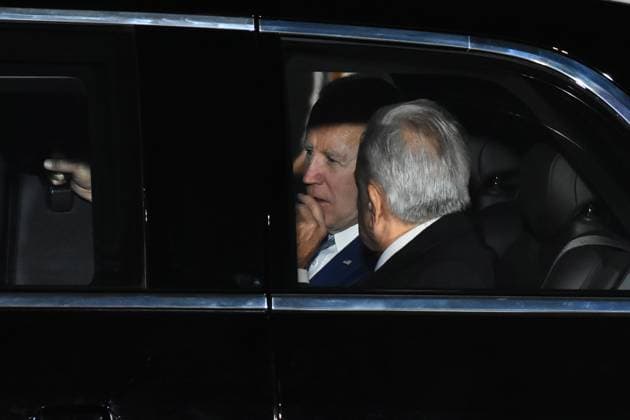 January 8, 2022, Mexico City, Mexico:Mexico s President, Andres Manuel Lopez Obrador welcomings to US President Joe Biden at the Santa Lucia Airport (Felipe Angeles) on the occasion of the 10th North American Leaders Summit. on January 8, 2022 in Mexico City, Mexico. ( Carlos Tischler Eyepx Group) Eyepix Group Mexico City Mexico - ZUMAe321 20230109_zia_e321_089 Copyright: x<authorx