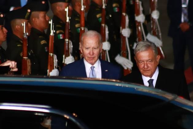 January 08, 2023 in Mexico City, Mexico: Mexican President Andres Manuel Lopez Obrador welcomes United States President Joseph Biden at Felipe Angeles International Airport for the X North American Leaders Summit. January 08, 2023 in Mexico City, Mexico. Mexico City Mexico - ZUMAe321 20230109_zia_e321_098 Copyright: xCarlosxSantiagox