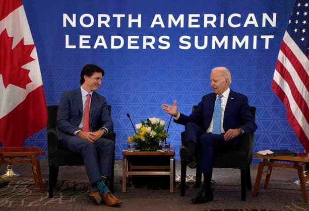 January 10, 2023, Mexico City, MEX: Prime Minister Justin Trudeau meets with U.S. President Joe Biden at the InterContinental Presidente Mexico City hotel in Mexico City, Tuesday, Jan. 10, 2023. Mexico City MEX  - ZUMAc35_ 20230110_zaf_c35_002 Copyright: xAdrianxWyldx