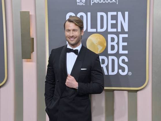 Glen Powell arrives for the 80th annual Golden Globe Awards at the Beverly Hilton in Beverly Hills, California on Tuesday, January 10, 2023.  LAP20230110080 JIMxRUYMEN