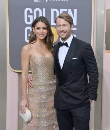 Gigi Paris and Glen Powell arrive for the 80th annual Golden Globe Awards at the Beverly Hilton in Beverly Hills, California on Tuesday, January 10, 2023.  LAP20230110092 JIMxRUYMEN