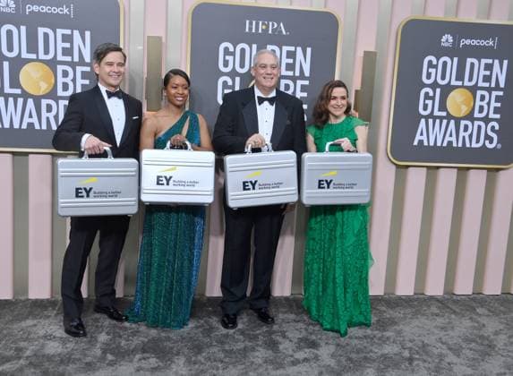 Accountants from Ernst and Young arrive for the 80th annual Golden Globe Awards at the Beverly Hilton in Beverly Hills, California on Tuesday, January 10, 2023.  LAP20230110111 JIMxRUYMEN