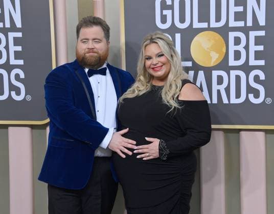 (L-R) Paul Walter Hauser and Amy Elizabeth Boland arrive for the 80th annual Golden Globe Awards at the Beverly Hilton in Beverly Hills, California on Tuesday, January 10, 2023.  LAP20230110153 JIMxRUYMEN
