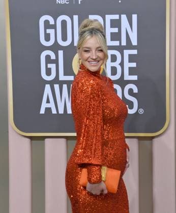 Abby Elliott arrives for the 80th annual Golden Globe Awards at the Beverly Hilton in Beverly Hills, California on Tuesday, January 10, 2023.  LAP20230110160 JIMxRUYMEN