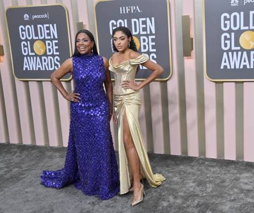 (L-R) Sheryl Lee Ralph and Ivy Maurice arrive for the 80th annual Golden Globe Awards at the Beverly Hilton in Beverly Hills, California on Tuesday, January 10, 2023.  LAP20230110149 JIMxRUYMEN