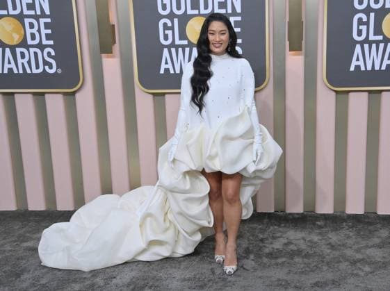 Chloe Flower arrives for the 80th annual Golden Globe Awards at the Beverly Hilton in Beverly Hills, California on Tuesday, January 10, 2023.  LAP20230110172 JIMxRUYMEN
