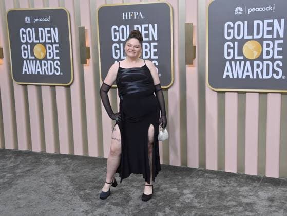 Megan Stalter arrives for the 80th annual Golden Globe Awards at the Beverly Hilton in Beverly Hills, California on Tuesday, January 10, 2023.  LAP20230110188 JIMxRUYMEN