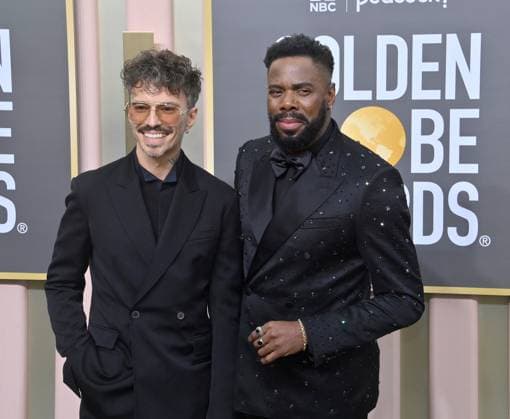 (L-R) Raúl Domingo and Colman Domingo arrive for the 80th annual Golden Globe Awards at the Beverly Hilton in Beverly Hills, California on Tuesday, January 10, 2023.  LAP20230110212 JIMxRUYMEN