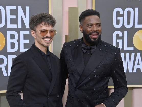 (L-R) Raúl Domingo and Colman Domingo arrive for the 80th annual Golden Globe Awards at the Beverly Hilton in Beverly Hills, California on Tuesday, January 10, 2023.  LAP20230110213 JIMxRUYMEN
