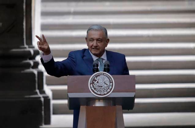 Message To The Media On The Occasion Of The X North American Leaders Summit Andres Manuel Lopez Obrador, President of Mexico, is delivering a message to the media at the National Palace in Mexico City, on January 10, 2023, on the occasion of his meeting with Joe Biden, President of the United States, and Justin Trudeau, Prime Minister of Canada, at the 10th North American Leaders Summit, discussing migration, economic and drug trafficking issues. Mexico City Mexico Copyright: xGerardoxVieyrax originalFilename: vieyra-notitle230110_npmxC.jpg