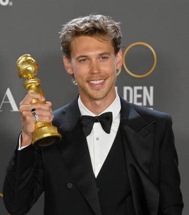 Austin Butler appears backstage after winning the award for Best Actor in a Motion Picture ? Drama award for Elvis during the 80th annual Golden Globe Awards at the Beverly Hilton in Beverly Hills, California on Tuesday, January 10, 2023.  LAP20230110282 JIMxRUYMEN