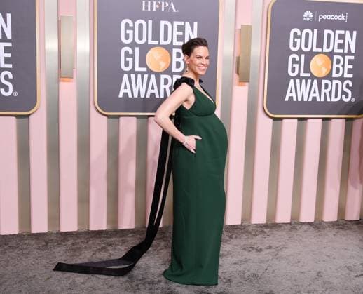 January 10, 2023, Los Angeles, California, United States: Hilary Swank attends the 80th Annual Golden Globe Awards, Arrivals held at The Beverly Hilton in Los Angeles on Jan 10, 2023. Los Angeles United States  - ZUMAc35_ 20230110_zaf_c35_147 Copyright: xGeorgexPimentelx