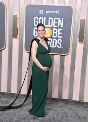 Hilary Swank arrives for the 80th annual Golden Globe Awards at the Beverly Hilton in Beverly Hills, California on Tuesday, January 10, 2023.  LAP20230110362 JIMxRUYMEN
