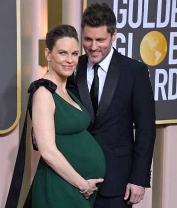 (L-R) Hilary Swank and Philip Schneider arrive for the 80th annual Golden Globe Awards at the Beverly Hilton in Beverly Hills, California on Tuesday, January 10, 2023.  LAP20230110368 JIMxRUYMEN