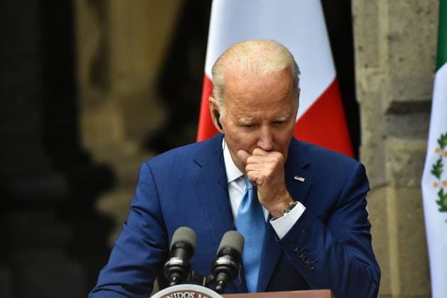 North American Leaders Summit News Conference January 10, 2023, Mexico City, Mexico: United States President, Joe Biden speaks during a briefing conference after meeting with Lopez Obrador and Justin Trudeau at 10th North American Leaders Summit in Mexico at National Palace on January 10, 2023 in Mexico City, Mexico. (Photo by Carlos Tischler Eyepix Group) Copyright: xCarlosxTischler xEyepixxGroupx CT_10012023_85892
