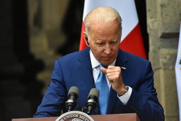 North American Leaders Summit News Conference January 10, 2023, Mexico City, Mexico: United States President, Joe Biden speaks during a briefing conference after meeting with Lopez Obrador and Justin Trudeau at 10th North American Leaders Summit in Mexico at National Palace on January 10, 2023 in Mexico City, Mexico. (Photo by Carlos Tischler Eyepix Group) Copyright: xCarlosxTischler xEyepixxGroupx CT_10012023_85894
