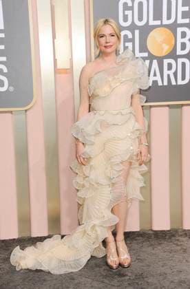 Michelle Williams at arrivals for 80th Annual Golden Globe Awards - Arrivals, Beverly Hilton Hotel, Beverly Hills, CA January 10, 2023. Photo By: Elizabeth Goodenough Everett Collection at arrivals for 80th Annual Golden Globe Awards - Arrivals, Beverly Hilton Hotel, Beverly Hills, CA January 10, 2023. Photo By: Elizabeth Goodenough Everett Collection PUBLICATIONXNOTxINxCANxCHNxFRAxITAxJPNxNORxPOLxRUSxESPxUKxUSA